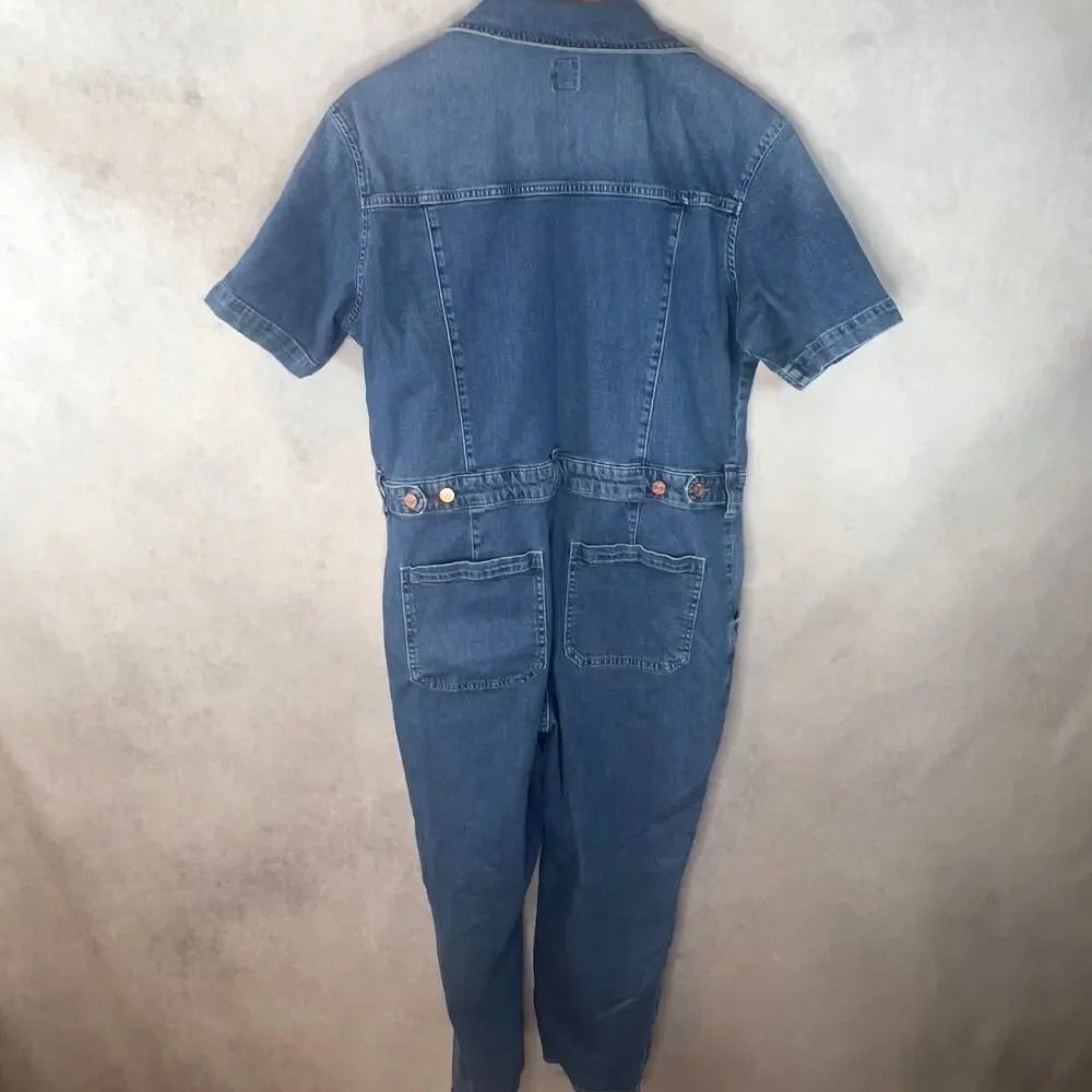 Gap Denim Jumpsuit Medium Wash Women Size 16 XL - Picture 3 of 6